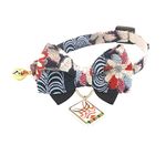 PetSoKoo Double Bowtie Cat Collar with Japan Kabuki Charm. Safety Breakaway Buckle. Cute Kitten Collar for Girl Boy Cats