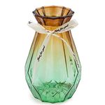 OFFIDIX Glass Vase Gradient Multicolor Vase Geometric Faceted Colorful Glass Vase for Home, Office or Wedding (Brown Green)