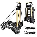 Folding Compact Hand Truck Dolly 155 lbs Capacity, 4 Wheels Portable Trolley Utility Cart, Adjustable and Lightweight for Luggage, Personal, Travel, Moving and Office Use