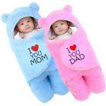 Swissberry Baby Blanket New Born Combo Pack of Hooded Swaddle Wrappers Security Blankets Pack of 2pcs.(Pink & SkyBlue, 0-6 Months)