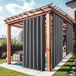 NICETOWN Outdoor Curtains Waterproof for Gazebo, Thermal Insulated Top and Bottom Rustproof Grommet Windproof Sunlight Block Patio Drapes, 2 Panels, 84 x 84 inches, Grey