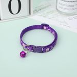 YellowCult Fancy & Comfortable Pet Collars for Cats, Puppies, Small Dogs, Fat Rabbits with Adjustable Size, Bell & Buckle Safety Lock-[Party Paw] - [Purple], 26 Cm, 2 Cm