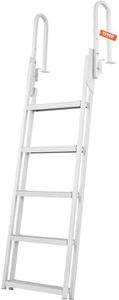 VEVOR Dock Ladder Flip Up 5 Steps, 350lbs Load Capacity, Aluminum Pontoon Boat Ladder with 4" Wide Step & Nonslip Mat,Swim Step Ladder for Ship/Lake/Pool/Marine Boarding