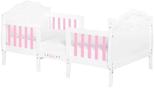 Evolur Toddler Barbie Rose 3-in-1 Bed, Pink and White