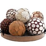 CIR OASES Decorative Filler Balls for Centerpiece, 6 PCS 3.5 Inch Natural Tone Bowl&Vase Filler Balls for Home Decoration, Dough Basket Fillers