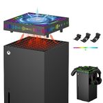 Cooling Fan for Xbox Series X with Dust Filter & 13 RGB LED Light, ZAONOOL High Speed Fan Cooling System with 3 Detachable Controller & Headset Hooks, Top Dust Proof Cooler Fan for Console Accessories