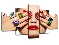 Nails Salon Wall Art Canvas Print Nail Studio Pictures Wall Decor Decorations Frame Manicure Poster Artwork Painting Ready to Hang(60''Wx32''H)