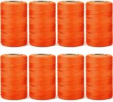 Woanger 8 Rolls Mason Line 500 Feet Length Braided Mason Nylon String Masonry Nylon Twine for Construction Gardening Crafting DIY Project Workshop (Fluorescent Orange)