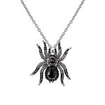 Ever Faith Halloween Black Spider Necklace Austrian Crystal Animal Sweater Long Chain Pendant Necklace