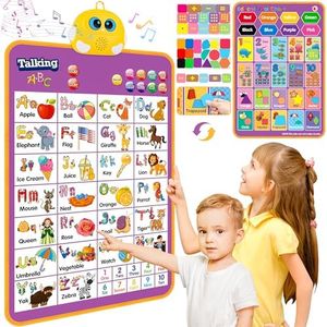 Alphabet Wall Chart, Talking ABC, Music Poster, Kids Learning Toys for Toddlers 2-4, Interactive Educational Toddler Montessori Toys, Birthday Gifts for Age 1 2 3 4 5 Year Old Girls Boys - Purple