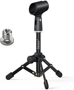 Balee Mini Desktop Microphone Stand, Folding Microphone, Table Tripod Microphone Stand, Microphone Clip A, Microphone Clip Included, Microphone Stand for Podcasts with Meeting Lectures