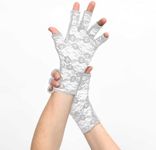 Classy Pal Compression Gloves for Arthritis for Women & Men, Typing Gloves for Neuropathy Hand Pain Relief from Rheumatoid, Raynauds, Carpal Tunnel & Lymphedema, Fingerless, Comfy, Cotton (White, S)
