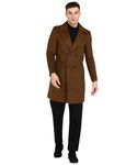 ESSENTIELE Men's Khaki Trench Coat Woolen Tweed Business Long Jacket Overcoat (MEDIUM)