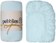 Pebblies Premium Soft Muslin Cotton Crib Sheet | Universal Fit | 130cm x 69cm x 20cm (Blue)