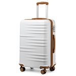 British Traveller 28" Large Suitcase Lightweight Hard Shell Luggage Durable Check in Hold Luggage with TSA Lock and 4 Spinner Wheels(28", White)