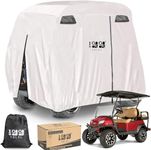 10L0L Universal 2-4 Passenger Golf Cart Cover for EZGO, Club Car and Yamaha, Waterproof Sunproof and Durable, Silver White