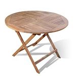 BillyOh 1m Folding Table Garden Furniture Acacia Wood Folding Tables Windsor Round Side Table Outdoor Dining Coffee Table