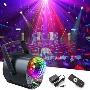 Party Lights,LED Stage Lights, RGB Disco Ball Light Sound Activated Remote Control DJ Light Strobe Lights Romantic Pink Light for Christmas Halloween Decorations Karaoke Bar Gift for Birthday Wedding