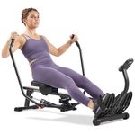 Sunny Health & Fitness Smart Compact Full Motion Rowing Machine, Full-Body Workout, Low-Impact, Extra-Long Rail, 350 LB Weight Capacity - SF-RW5639SMART