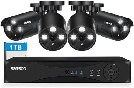[True HD] SANSCO Wired Security Camera System, 2K 8CH DVR Recorder with 1TB Hard Drive, 4x2MP CCTV Surveillance Cameras - No Monthly Fee, 24/7 Coutinuous & Motion Recording, Waterproof, Black
