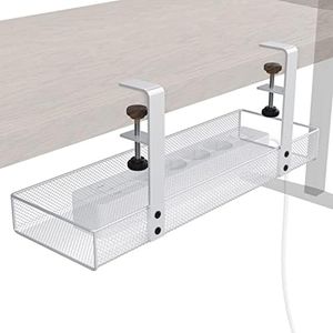 Support de câble pour Bureau Pince pour Une Organisation sur Le Lieu de Travail – Montage 4 Voies sans Outil (Blanc, M, Design en Maille, Organiseur de câbles/Gestion des câbles) – KD Essentials