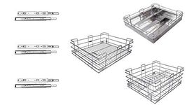 Steel Gold Modular Kitchen Baskets set of 3 | Stainless Steel Kitchen Rack | Kitchen Storage Basket set of 3 with 20 Inch Drawer Channels (17 Inch)