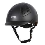 uvex Exxential II - Lightweight Riding Helmet for Men and Women - Individual Fit - Optimized Ventilation - Black Matt - 52-55 cm