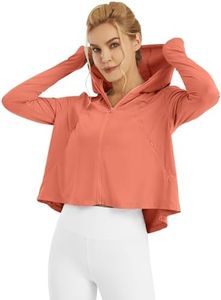 G4Free UV Protection Shirts for Women Hoodie Zip Pockets Long Sleeve Workout Shirts Lightweight Hiking Running(Burnt Orange,XS)