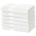 Amazon Basics Fade-Resistant Cotton Hand Towel - 6-Pack, White