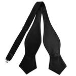 GUUNIEE Men's Exquisite Woven Silk Self Bowtie Solid Diamond Bow Ties, Black, M