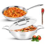 Omichef PRIMAX Triply Stainless Steel cookware Set | Induction Compatible | Triple Layer SAS Technology | Stay Cool Handles (Set of 3 PCS TPKF, 20CMS)