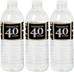 Big Dot of Happiness Adult 40th Birthday - Gold - Birthday Party Water Bottle Sticker Labels - Set of 20