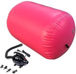 Air Barrel Gymnastics Air Roller Back Handspring Trainer Tumbling Roller Barrel For Gymnastics/Yoga/Dance Kids Backflip Trainer,Electric Air Pump Equipped.(Pink,23.6In)