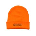 Cotton Soul NASA Outline Logo Mens Beanie, Orange, One Size