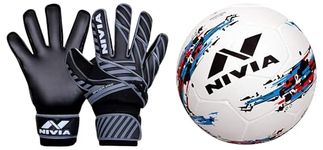 Nivia Ditmar Spider Goalkeeper Gloves for Men & Women (Black) L Storm Football | Football Size - 5 (White)