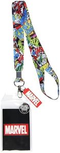 Bioworld Marvel Comic Book Graphic Lanyard ID Badge Holder and 2" Rubber Charm - One Size