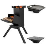 Stanbroil Rocket Stove with Cooking Grate, Griddle and Drip Pan, Heavy Duty Large Wood Burning Stove for Backyard, Car/RV Camping Cooking and Picnic