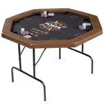 SereneLife Poker Table- 8 Player Octagonal Foldable & Portable Leisure Game Table, Casino Style, with Water-Resistant Cushioned Rail, 8 Cup Holders