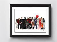 Horror Movie Art Print | A4 size | Freddy Krueger | Michael Myers | Jason Vorhees | Hand Drawn illustration