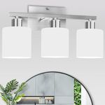 CANMEIJIA 3-Light Bathroom Vanity Light Fixtures with Brushed Nickel, Modern Vanity Lighting for Bedroom Living Room, Vanity Lights with Milky White Glass Shades, E26 Socket, Bulbs Not Included