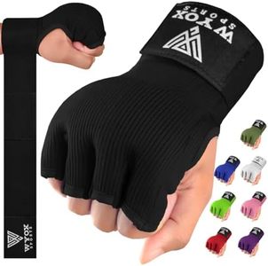 WYOX Gel Boxing Hand Wraps Inner Gloves for Men and Women, Quick 80cm Long Wrist Straps, Elasticated Padded Boxing Wraps for Muay Thai, MMA, Kickboxing, Martial Arts