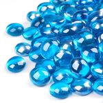 GASPRO Fire Glass Beads - 1/2inch Luster Fire Glass, Caribbean Blue Luster 10lb for Fireplace, Fire Pit, Endless Summer Fire Pit Table, Outland Living Fire Pit Table，Bond Canyon Fire Pit Table and mor