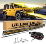 CO LIGHT 38 inch Yellow Light Bar Curved Amber LED Bar Slim Single Row Led Light Bar 18900LM Amber Fog Light for Offroard ATV Truck Tractor UTV Marine Behind Grille Flood Beam with Wiring Harness