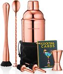 Mixology Cocktail Shaker Set Drink Mixer, 8-Piece Portable Bartender Kit with 24oz Martini Shaker Barware Tool Set, 2 Pourers, Muddler, Jigger, Mixing Spoon, Velvet Bag, Built-in Strainer (Copper)