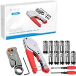 eSynic Professional F-Type Compression Crimping Tool Coax Crimping Tool Coax Cable Crimper Tool Kit for RG6 with 10pcs RG6 Crimp Connectors a Rotary Coaxial Cable Cutter and 2Pcs Screwdrivers