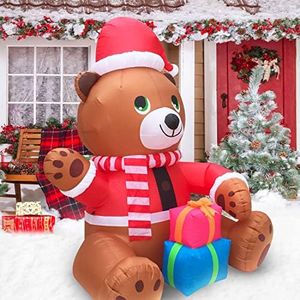 Outdoor Christmas Decorations Yard Inflatables Blow Up Xmas Large Holiday Lawn Decor 6' Tall Teddy Bear by HappyThings!