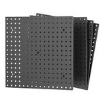 TORACK 4PCS 16"x16" Pegboard Panels for Wall Garage Utility Tools Pegboard Storage System for Workbench, Shop, Shed Modular Peg Board Organizer Board(Pack of 4, Black)