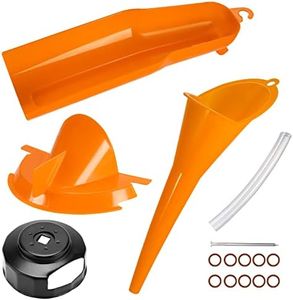 4 Pack Oil Funnel Set, Motorcycle Primary Case Oil Funnel, Drip Free Oil Filter Funnel, Crankcase Fill Funnel, Oil Filter Wrench with O-Ring, Transparent Tube and Oil Drain Plug for Harley (Orange)