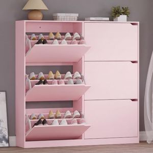 BORNOON Shoe Cabinet with 6 Flip Drawers, Slim Narrow Shoe Storage Cabinet, Freestanding Shoe Organizer for Entryway, Hallway, Foyer