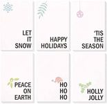 48 Pack Merry Christmas Greetings Cards with Envelopes Set, 4x6 Note Cards Box Set for Xmas Festive Holiday Seasons, 6 Minimalistic Designs